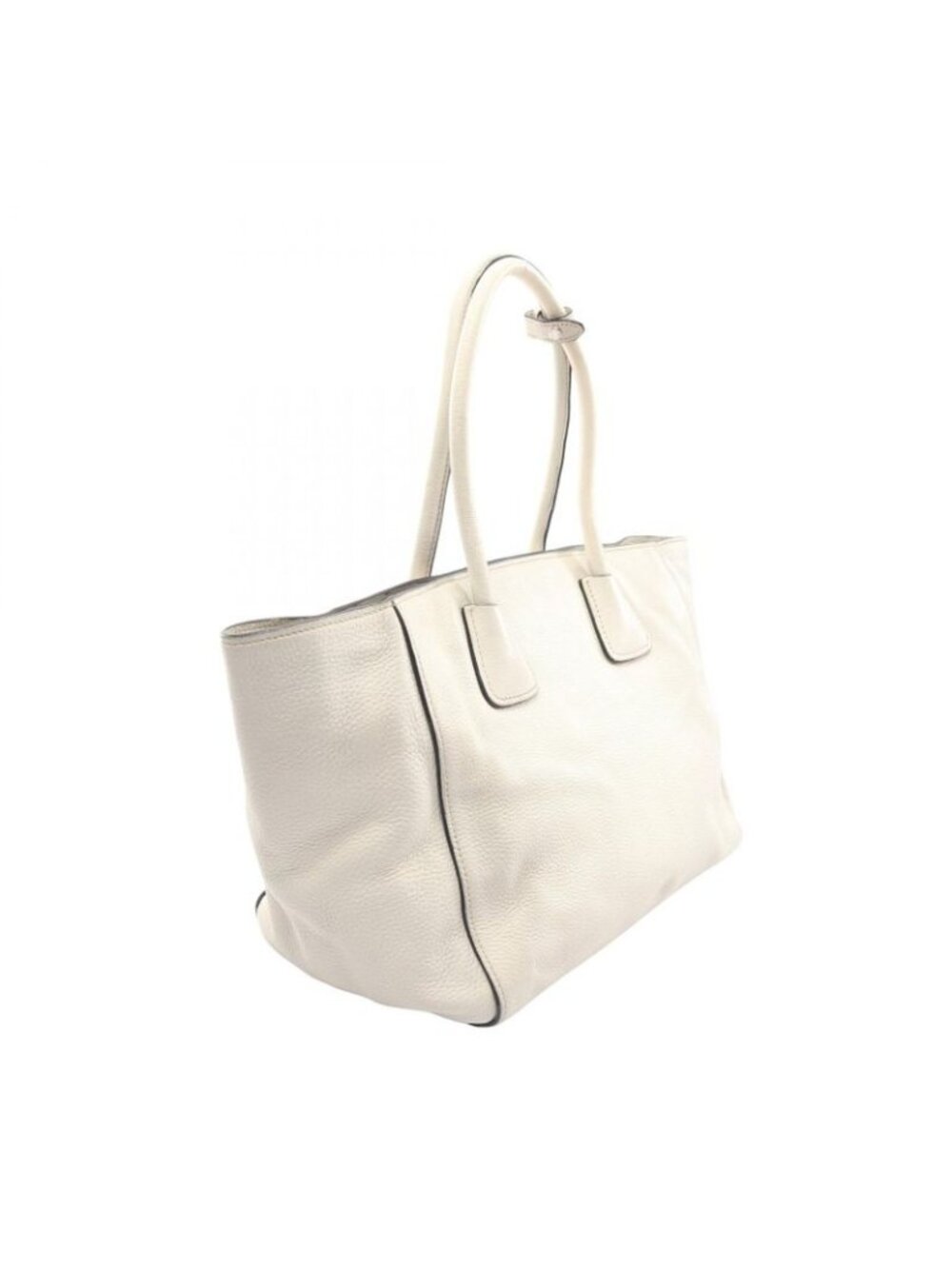 Prada Handbag White Leather Triangle Logo 2-Way Tote - Picture 2 of 11